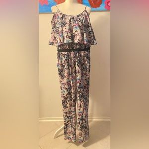 🌸 White Blue Purple Ruffle Pants Jumpsuit